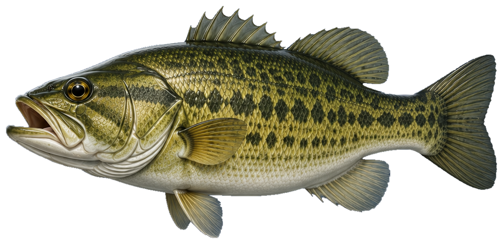 Largemouth bass illustration — the species Bassline Baits hand-poured soft plastics are built for